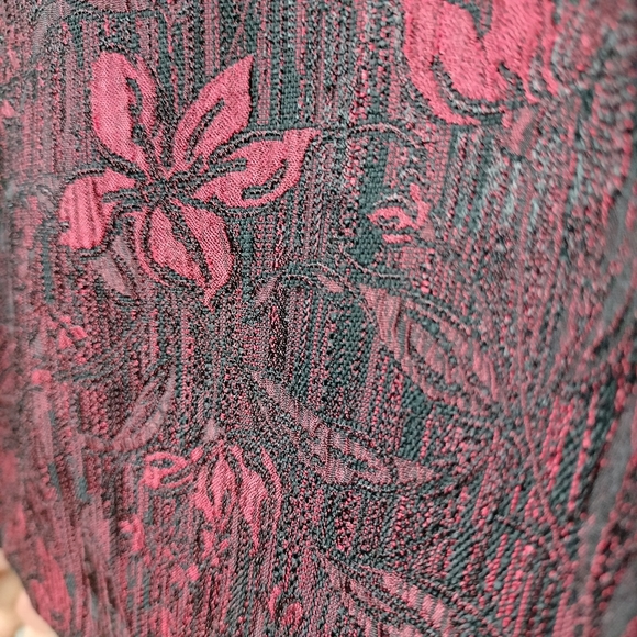 KASPER Dress Red/Black Floral Brocade Fit & Flare Box Pleated Dress Sz. 12 - Picture 3 of 15